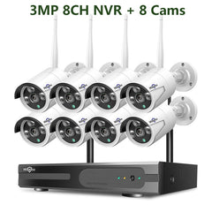 3MP CCTV System 8CH Wireless NVR kit 2MP 3TB 1080P Outdoor IR Night Vision